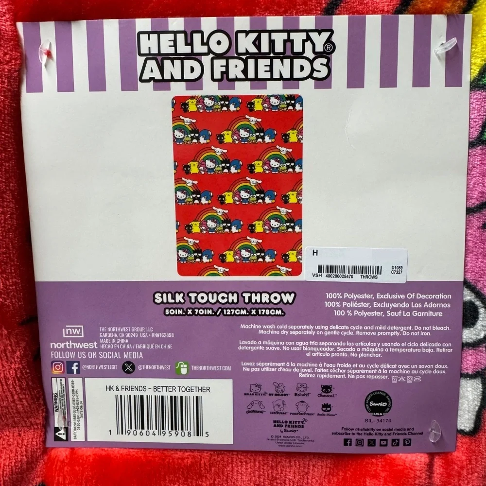 Hello Kitty Silk Touch Throw Blanket - Better Together, 50